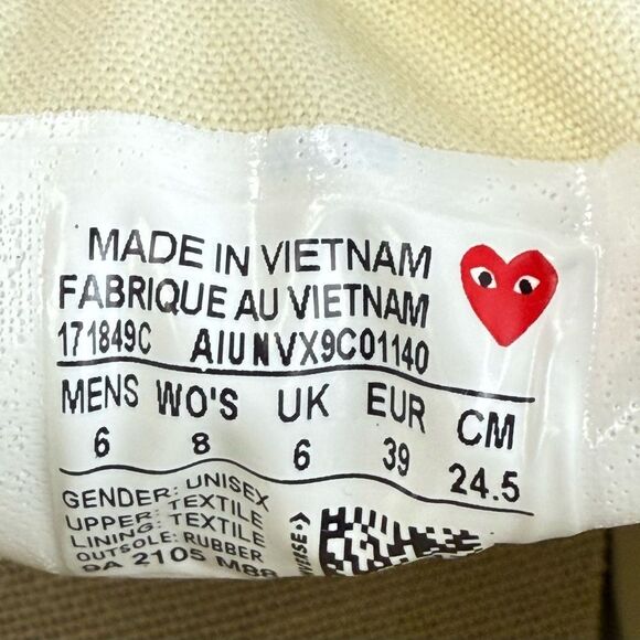 CdG PLAY x Converse Women's AllStar Peek-A-Boo Low-Top Sneakers size 8 - Picture 7 of 8